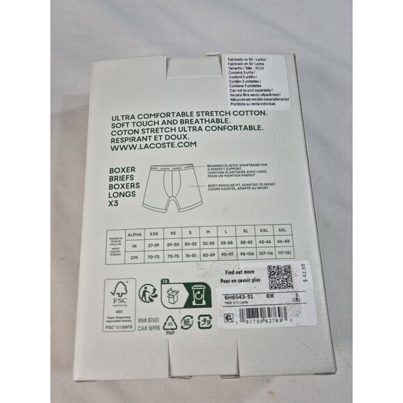 Lacoste Men's Boxer Briefs Size S Cotton Stretch 3 pack Brown Tan Rust - Picture 5 of 5